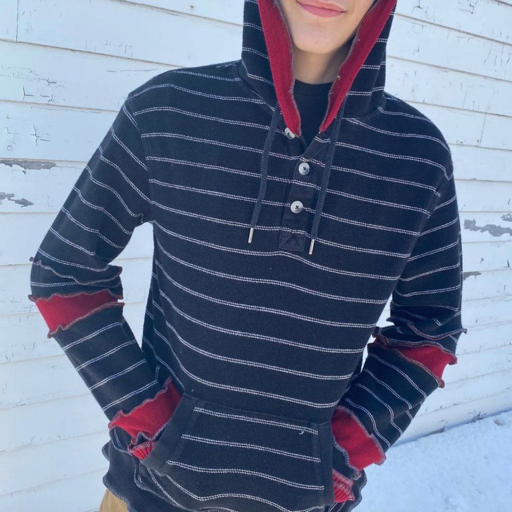 Handmade custom hoodie upcycled, recycled, eco friendly